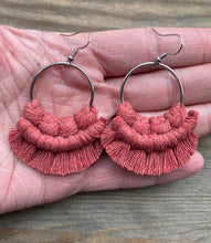 Load image into Gallery viewer, Small Fringe Earrings - Pomegranate &amp; Silver
