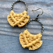 Load image into Gallery viewer, Small Square Knot Earrings - Golden Yellow &amp; Bronze
