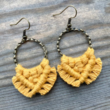 Load image into Gallery viewer, Small Square Knot Earrings - Golden Yellow &amp; Bronze
