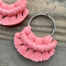Load image into Gallery viewer, Small Fringe Earrings - Coral &amp; Silver
