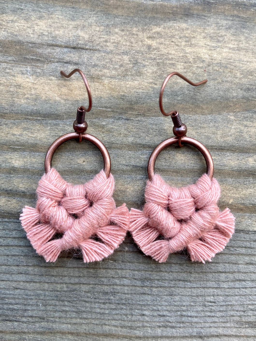 Micro Fringe Round Earrings - Blush & Copper