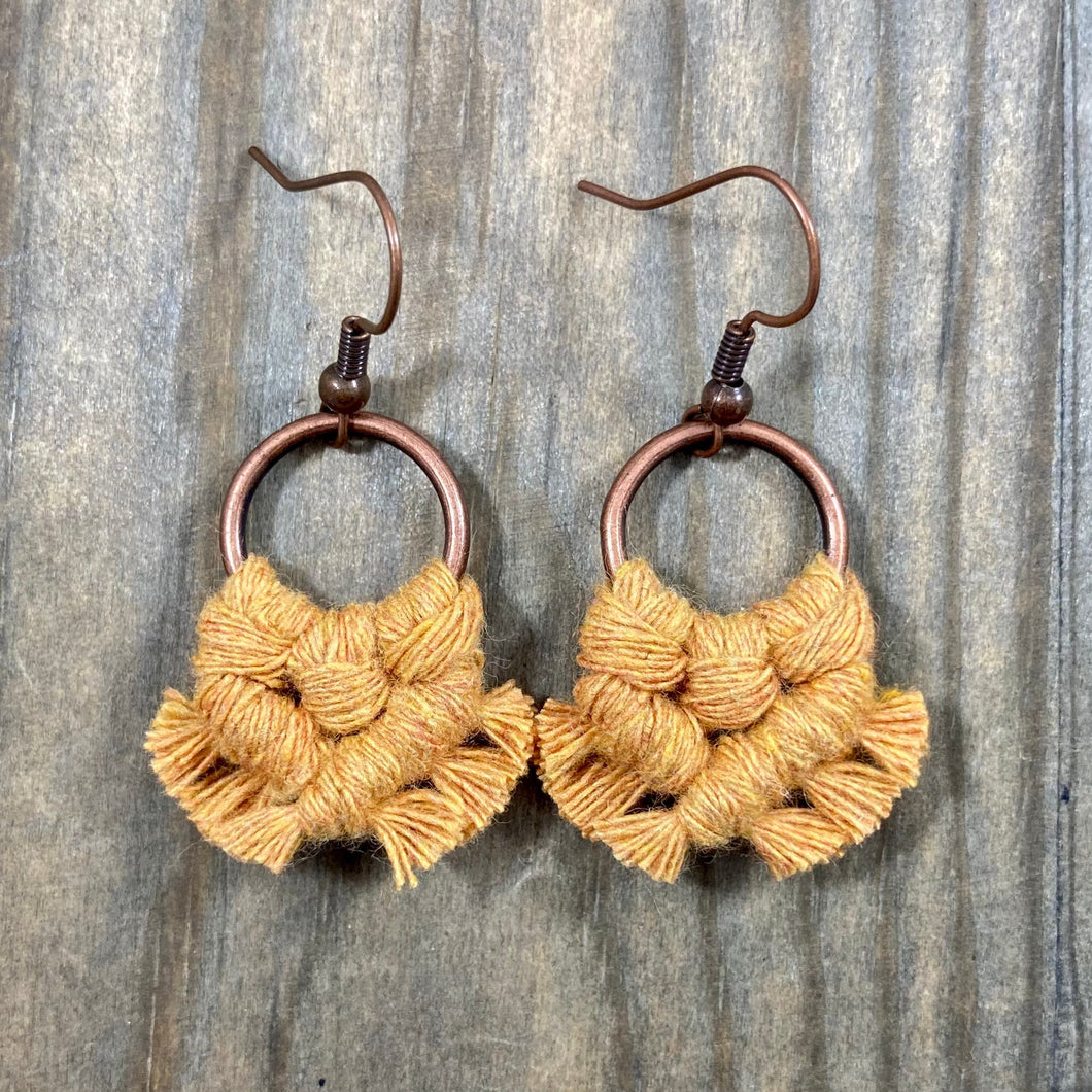 Micro Fringe  Round Earrings - Marigold & Copper