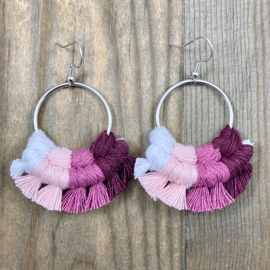 Multicolored Fringe Earrings - Pink Mix