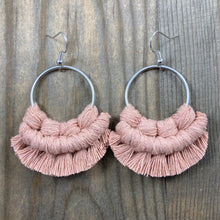 Load image into Gallery viewer, Small Fringe Earrings - Dusty Blush &amp; Silver
