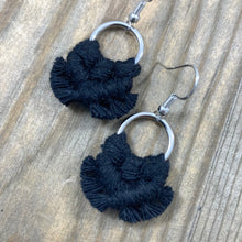 Load image into Gallery viewer, Micro Fringe Round Earrings - Black &amp; Silver

