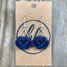 Load image into Gallery viewer, Micro Fringe Triangle Earrings - Navy &amp; Silver
