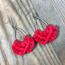 Load image into Gallery viewer, Small Teardrop Fringe Earrings - Red
