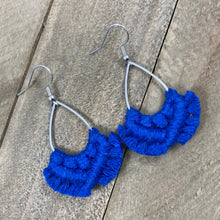 Load image into Gallery viewer, Small Teardrop Fringe Earrings - Cobalt Blue
