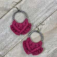 Load image into Gallery viewer, Small Square Knot Earrings - Burgundy &amp; Bronze
