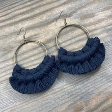Load image into Gallery viewer, Large Fringe Earrings - Black &amp; Bronze
