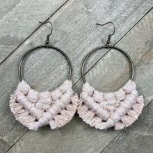 Load image into Gallery viewer, Large Square Knot Fringe Earrings - Nude &amp; Bronze
