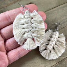 Load image into Gallery viewer, Boho Feather Fringe Earrings - Natural &amp; Silver
