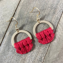 Load image into Gallery viewer, Small Brass Fringe Earrings - Red
