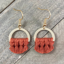 Load image into Gallery viewer, Small Brass Fringe Earrings - Orange
