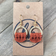 Load image into Gallery viewer, Small Brass Fringe Earrings - Orange
