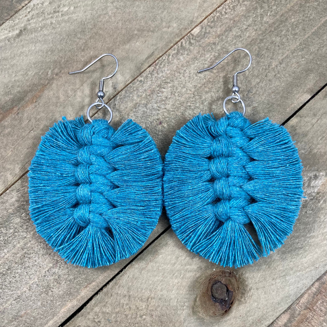 Feather Fringe Earrings - Turquoise & Silver
