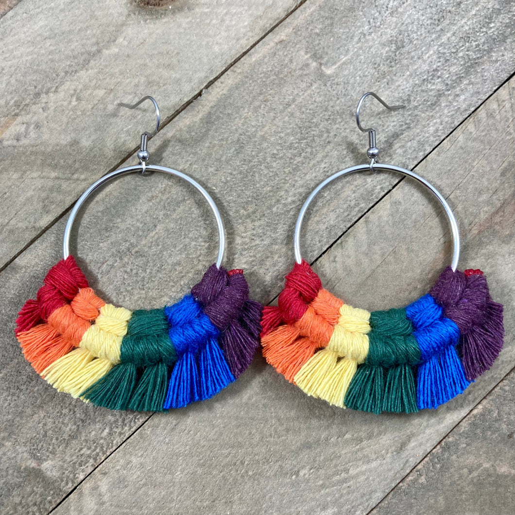 Lg Rainbow Fringe Earrings
