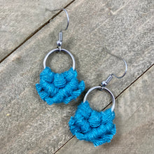 Load image into Gallery viewer, Micro Fringe Round Earrings - Turquoise Blue &amp; Silver
