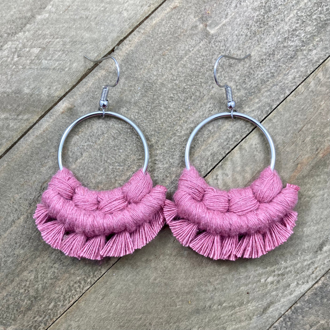 Small Fringe Earrings - Bubblegum Pink & Silver