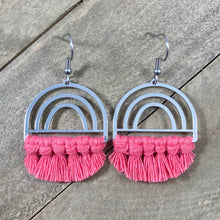 Load image into Gallery viewer, Silver Rainbow Fringe Earrings - Watermelon
