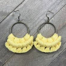 Load image into Gallery viewer, Small Fringe Earrings - Light Yellow &amp; Bronze
