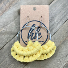 Load image into Gallery viewer, Large Fringe Earrings - Light Yellow &amp; Silver
