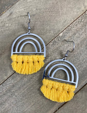 Load image into Gallery viewer, Silver Rainbow Fringe Earrings - Yellow
