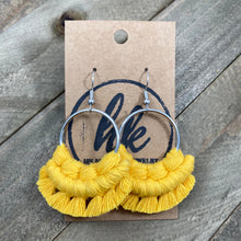 Load image into Gallery viewer, Small Fringe Earrings - Bright Yellow &amp; Silver
