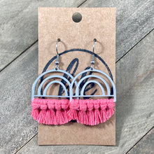 Load image into Gallery viewer, Silver Rainbow Fringe Earrings - Watermelon
