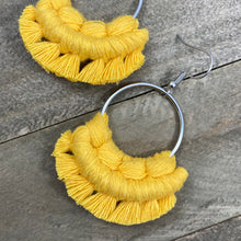 Load image into Gallery viewer, Small Fringe Earrings - Bright Yellow &amp; Silver
