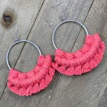 Load image into Gallery viewer, Large Fringe Earrings - Watermelon &amp; Silver
