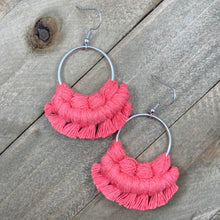 Load image into Gallery viewer, Small Fringe Earrings - Watermelon &amp; Silver
