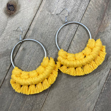 Load image into Gallery viewer, Large Fringe Earrings - Yellow &amp; Silver
