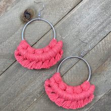 Load image into Gallery viewer, Large Fringe Earrings - Watermelon &amp; Silver
