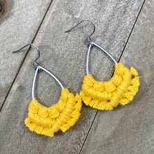 Load image into Gallery viewer, Small Teardrop Fringe Earrings - Bright Yellow
